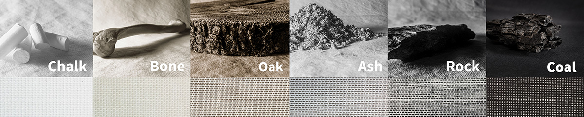 SQUID transparant kleuren: Chalk, Stone, Linen, Ash, Rock en Coal
